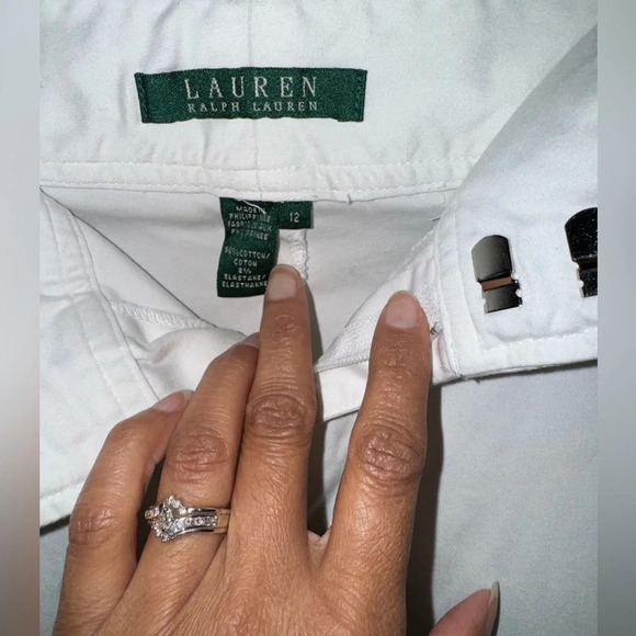 Lauren by Ralph Lauren White Straight leg Chinos cotton/elastane Size 12 - Picture 3 of 10